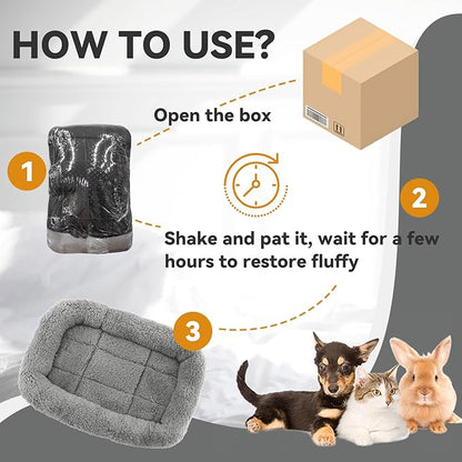 LESYPET Cat Bed for Indoor Cats, Soft Cat Cushion with Cat Pillow Around, Rectangle Kitten Pad Small Bed for Window Sill, 22'' x 16''