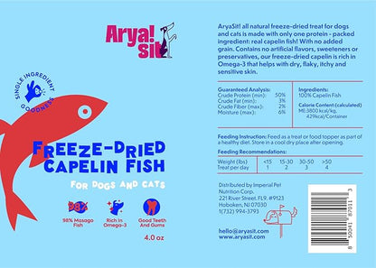 Arya Sit! - Freeze-Dried Single Ingredient Dog Treats (Capelin Fish)