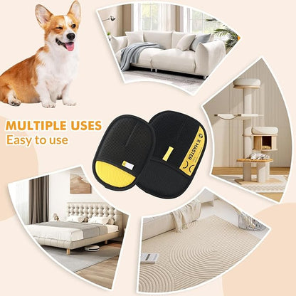 Wortade 3pcs Pet Hair Removal Glove, Efficient Grooming Gloves, 2L1S | Cat & Dog Grooming Glove,High Quality,Multi-piece, Portable,Washable,Suitable for Couch,Furniture,Carpet,Curtain