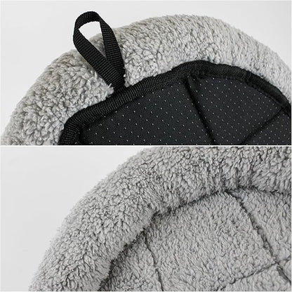 NAMSAN Round Cat Beds for Indoor Cats, 19.5 x 19.5 x 2 inch, Self Warm Pet Bed Pad with Pillow Around, Plush Cushion for Small Medium Dogs Large Cats, Antiskid Bottom, Grey