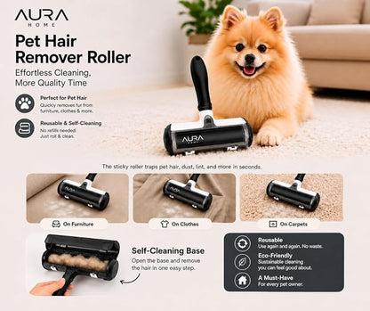 Pet Hair Remover Roller for Dogs & Cats, Self Cleaninng | Reusable Lint Roller | Removes Pet Hair Quickly | Works on Furniture & Fabric | No Refills Needed | Pet Hair Cleaning Tool