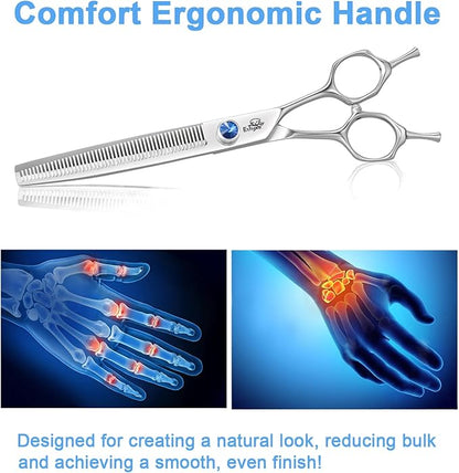 7" Thinning Shears for Dogs – 50 Teeth Thinning Scissors for Pet Grooming, Precision Blending Scissors for Dogs and Cats, 440C Stainless Steel, Texturizing Shear with Comfortable Grip