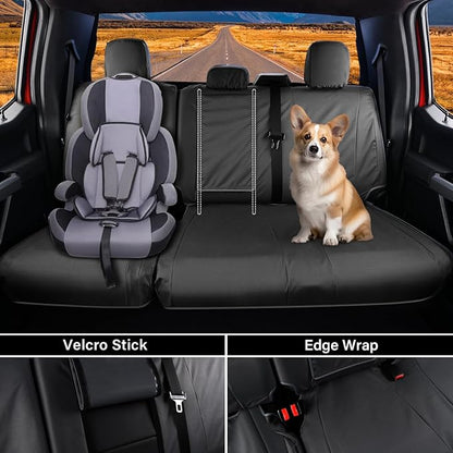 Coverado Rear Bench Car Seat Covers, Waterproof Oxford Back Seat Cover for Car Seat Protector for Kids & Dogs, Compatible with 2015-2026 Ford F150 & 2017-2026 Ford F250 F350 F450, Black
