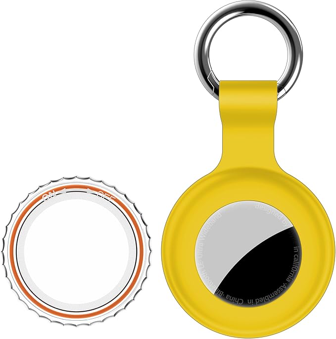 1|2|4Pack for Apple AirTag Holder,for Air Tag 2nd &1st Genaretion,Waterproof GPS Tracker Air Tag Keychain with Cover Anti-Scratch Silicone for Air-Tag Case for Pets,Kids,Bags,Luggages-Yellow