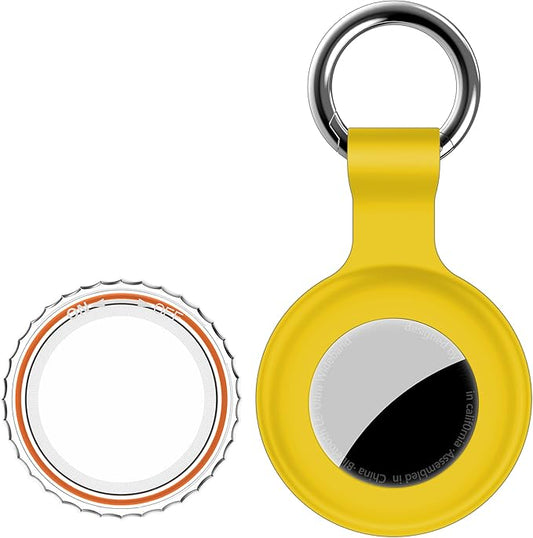 1|2|4Pack for Apple AirTag Holder,for Air Tag 2nd &1st Genaretion,Waterproof GPS Tracker Air Tag Keychain with Cover Anti-Scratch Silicone for Air-Tag Case for Pets,Kids,Bags,Luggages-Yellow