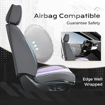 Coverado Seat Covers, Car Seat Covers Front Seats, Leather Seat Covers for Cars, Car Seat Protector Waterproof, Gray Car Seat Cushion, Front Carseat Cover Universal Fit for Most Cars Purple