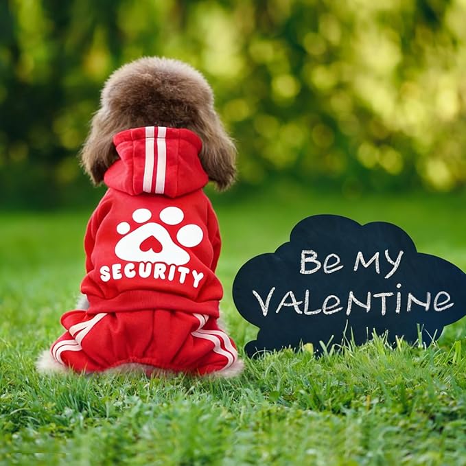 Dog Hoodie Security Clothes 4 Legs Jumpsuit Sweatshirt Hoodies Soft & Warm Dog Outfit Pullover Dog Winter Clothes Sweater for Small Medium Large Dogs Cats (Red, X-Large)