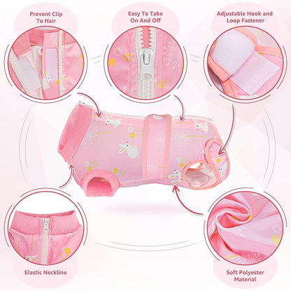 Lukovee Recovery Suit for Dogs, Zipper On Recovery Suit for Female Male Dog, Onesie Abdominal Wounds Cone E-Collar Alternative Prevent Licking Spay Recovery Suit (XS, 2PI)