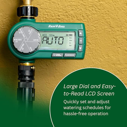 Rain Bird 1ZEHTMRP Premium Professional Grade Electronic Digital Hose End Timer/Controller, One Zone/Station, Battery Operated, Digital with Brass Inlet/Outlet