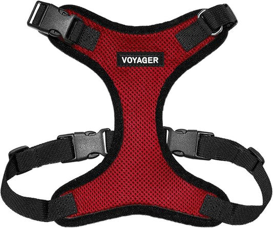 Voyager Step-in Pet Harness - All Weather Mesh, Adjustable Step in Harness for Cats and Dogs by Best Pet Supplies - Red/Black Trim, XL