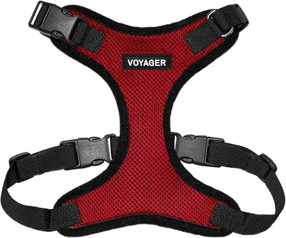 Voyager Step-in Pet Harness - All Weather Mesh, Adjustable Step in Harness for Cats and Dogs by Best Pet Supplies - Red/Black Trim, M