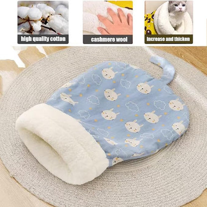 2PC Cat Sleeping Bag for Indoor Cats,Cat Sleeping Bag,Cozy Pet Nest for Cats, Winter Washable Wrap Pet Snuggle Sack for Kitten Puppy(Blue+Yellow)