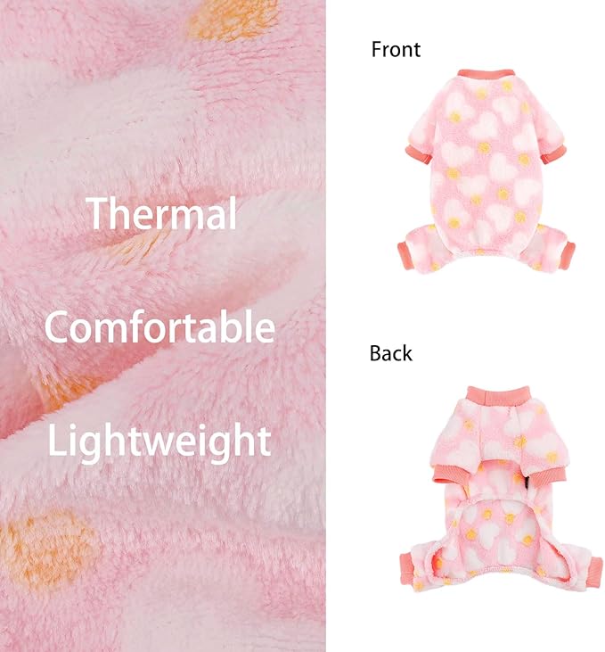 YIKEYO Small Dog Sweater,Dog Pajamas for Small Dogs,Cotton Stretchable Pet Pajamass Jammies Sweater for Dogs Female Male,Valentine's Day Winter Clothes Doggy Puppy Girl(Pink, XS)