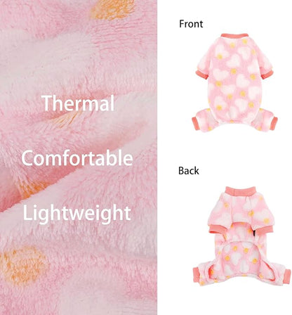 YIKEYO Small Dog Sweater,Dog Pajamas for Small Dogs,Cotton Stretchable Pet Pajamass Jammies Sweater for Dogs Female Male,Valentine's Day Winter Clothes Doggy Puppy Girl(Pink, S)