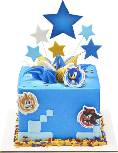 DecoPac Sonic the Hedgehog Rings, Cupcake Decorations Featuring Sonic, Tails, and Shadow - 24 Pack