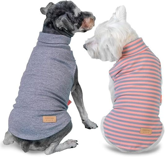 KYEESE 2Pack Dog Sweater Pullover Small Pet Sweaters Dog Sweaters for Small Dogs Girl Stretchy Pets Sweatshirt Warm Pets Clothes Soft Dogs Clothes Turtleneck Pet Coats
