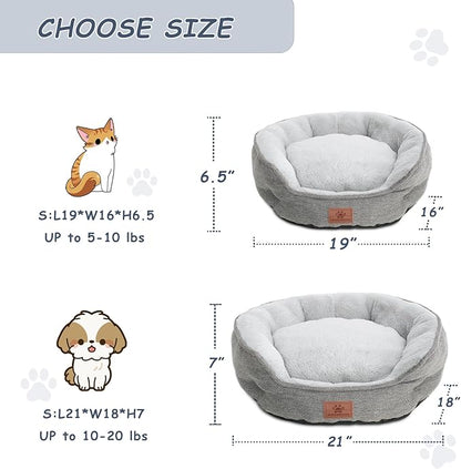 WINDRACING Cat Beds for Indoor Cats, Dog Bed for Small Dogs Breeds, Soft Kennel Bed, Comfy Durable Pet Sleeping Bed, Washable Roun Cat Bed & Non-Slip Bottom, Size 21" L x 18" W x 7" Th