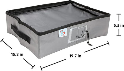 SportPet Designs Portable Travel Litter Box for Cats, Large Collapsible Litter Box with Zippered Lid, Water-Resistant & Leak-Resistant Cat Litter Tray for Travel, Gray