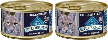 Blue Buffalo Wilderness High-Protein & Grain-Free Wet Cat Food Paté for Adult Cats 7+,Made with Natural Ingredients,Chicken Recipe,3-oz. Cans,(Pack of 48)