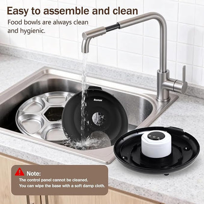 Automatic Wet Food Cat Feeder 6 Meal with Stainless Steel Tray, Auto Refrigerated Wet Foods Feeder for Cats Dogs, Programmable Timed Fresh Foods Dispenser with 2 Ice Packs for Kitty Puppy Cat Dog