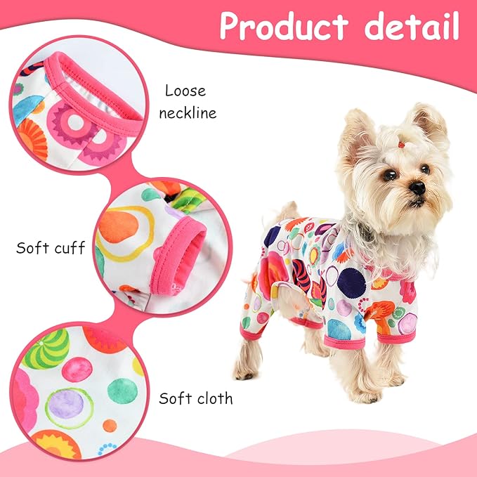 Dog Pajamas for Small Dogs Boy Girl, Dog Clothes Tiny Chihuahua Yorkie Spring Summer Shirt, Cute Puppy Outfit Pjs Jumpsuit Cat Onesie Apparel Pet Clothes