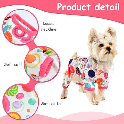 Dog Pajamas for Small Dogs Boy Girl, Dog Clothes Tiny Chihuahua Yorkie Spring Summer Shirt, Cute Puppy Outfit Pjs Jumpsuit Cat Onesie Apparel Pet Clothes