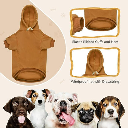 Dog Sweaters for Small Dogs Dog Hoodie Solid Soft Brushed Fleece Pet Clothes Pet Hoodie Sweatshirt with Pocket(Coffee-S)
