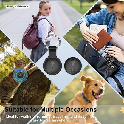 Pet GPS Tracker for Dogs,Mini Collar Location Trackers for Cats(Compatible with iOS Locate),No Monthly Fee Subscription,IP68 Waterproof Real-Time Global Location Tracking Anti-Lost Device-Black