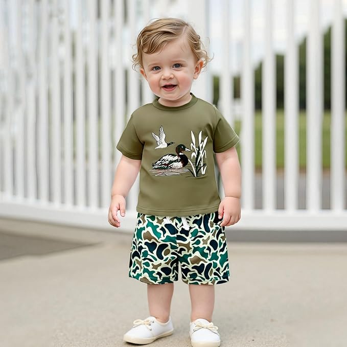 Toddler Baby Boy Clothes 6 12 18 24 Months Summer Outfit Short Sleeve T-Shirt Tops Camo Shorts Set 2T 3T 4T