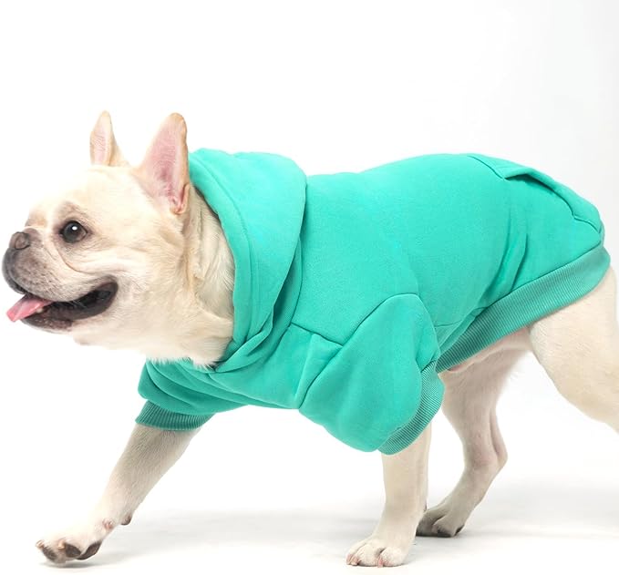 KOOLTAIL Dog Hoodie for Small Medium Dogs Cats,Soft&Warm Pet Sweater with Leash Hole and Pocket Boy Girl,Puppy Fall Winter Jacket Clothes,French Pitbull Cold Weather Coat Sweatshirt,Blue XS