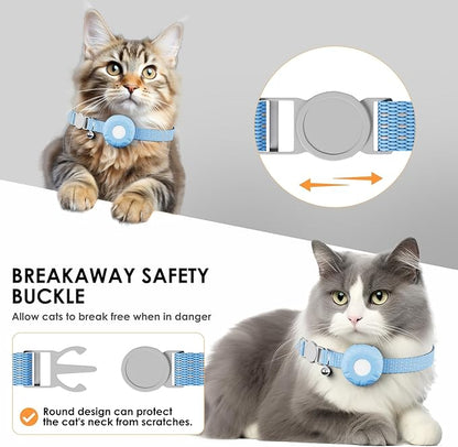 Cat GPS Tracker, Waterproof Pet Tracker for Cats, Cat GPS Tracker Collar with Safety Elastic Buckle, Works with Any Collar,Compatible with Apple Find My App (Only iOS), No Monthly Fee, Blue