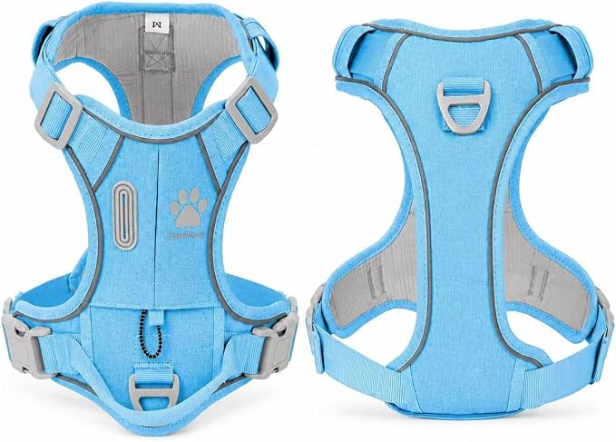 No Pull Dog Harness with Built-in Hidden AirTag & GPS Tracker Holder, Reflective Adjustable Escape-Proof Vest Harness for Small & Medium Dogs (Blue, M)