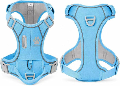 No Pull Dog Harness with Built-in Hidden AirTag & GPS Tracker Holder, Reflective Adjustable Escape-Proof Vest Harness for Small & Medium Dogs (Blue, M)
