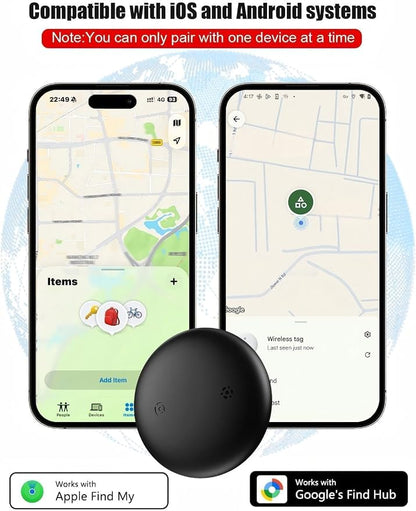 GPS Tracker for Dogs (iOS & Android), No Subscription Real-Time Tracking | Bluetooth Smart Finder Tag Works with Google Find Hub & Apple Find my App, Anti-Lost for Pet Items Kitten Grey