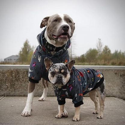 Spark Paws Dog Hoodie – Premium Dog Sweater for Small, Medium, and Large Dogs | Warm Outfits for French Bulldogs, Pitbull, Puppy, Winter Jacket Alternative - Rock and Roll -4XL