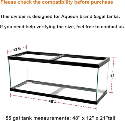Acrylic Aquarium Divider Kit 5.5/10 / 20L / 20H / 29 / 40B / 55/75 / 125gal Fish Tank with Suction Cups