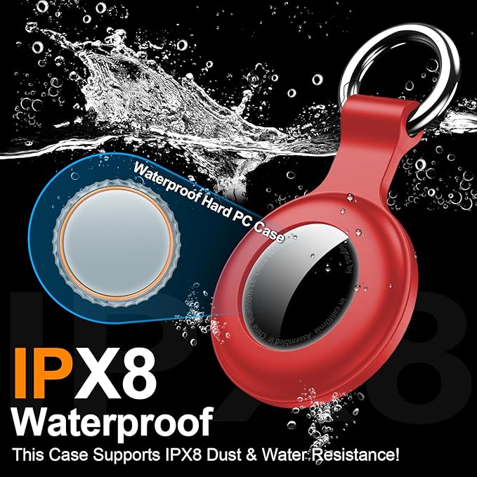 1|2|4Pack for Apple AirTag Holder,For Air Tag 2nd &1st Genaretion,Waterproof GPS Tracker Air Tag Keychain with Cover Anti-Scratch Silicone for Air-Tag Case for Pets,Kids,Luggages-Red+Pink+Purple+Brown