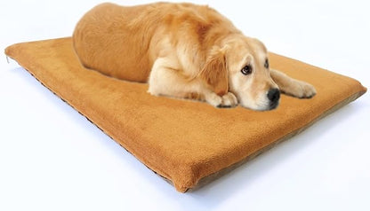 Luxurious Memory Foam Pet Dog Bed with Inner Waterproof Case and External Cover for Medium and Large Dogs + Free 2nd Cover (Complete Bed - 45"x27"x3", Coral Fleece - Sudan Brown)