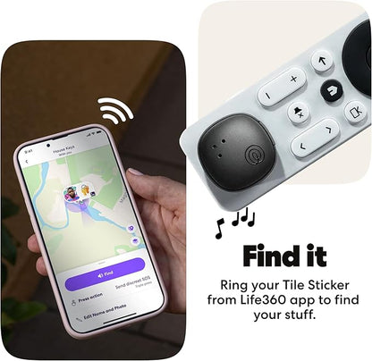 Life360 Tile Sticker - Small Bluetooth Tracker, Remote Finder and Item Locator for Bikes, Glasses and More. Both iOS and Android Compatible. Phone Finder. 2-Pack (Black)