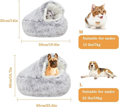 SUOXU Small Dog Bed, Nest Warm Super Soft Plush Faux Fur Washable Dog Bed with Non-Slip Bottom for Medium Small Dogs Snooze Sleeping Indoor (Gray-65cm/25in)