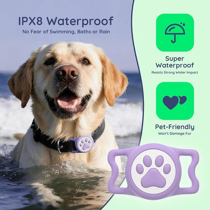 IP68 Waterproof Dog AirTag Holder for Dog Collar, Soft, Stretchy Silicone | Full-Body Protection, Easy Tool-Free Installation, Quiet, No-Dangle Fit, Lightweight, Fits Dog & Cat Collars of All Widths