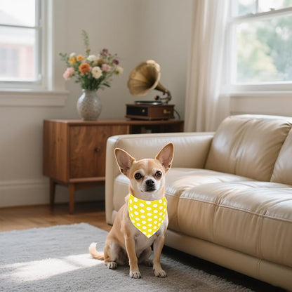 7 PCS Polka Dot Dog Bandanas for Small Dogs Stitching Edge Dog Bandanas for Puppy Doggy Print One Side Scarves Party Grooming S