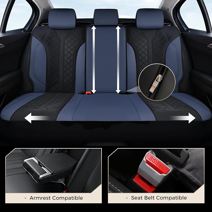 Coverado Car Seat Covers Full Set, Leather Seat Covers, Waterproof Automotive Protectors 5-Seat, Luxury Universal Fit Seat Covers for SUV, Truck, Sedan and Most Vehicles All-Weather