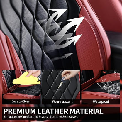 FLORICH Front Car Seat Cover Universal Fit for Most Cars, Red Seat Cover Waterproof Protector, Airbag Compatible, Universal Fit for SUVs, Vans, Trucks,Red&Black