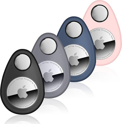 for Airtag Holder for Kids Hidden 4 Pack GPS Tracker Case, Anti-Removal Security Air Tag Case with Pins, GPS Cover Suitable for Children, Elderly, Pets, Backpack, Luggage (Black, Blue, Grey, Pink)