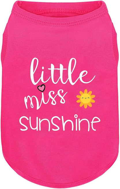 Pink Cotton Dog Shirt with 'Little Miss Sunshine' Print, Soft & Breathable Pet Apparel for Small to Large Dogs, All-Season Sleeveless Vest, Cute and Comfortable Dog Outfit.Pink Sun XXL