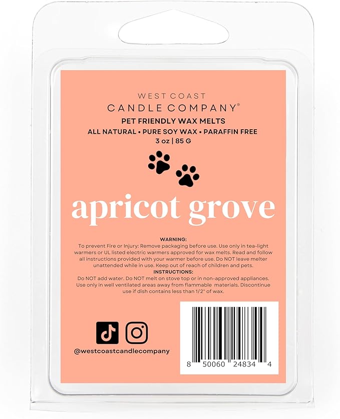 Pet Safe Wax Melts for Dogs | Non Toxic Soy Wax Melts | Natural, Paraffin-Free, Clean Burning | Odor Eliminating Wax Cubes | Apricot Grove
