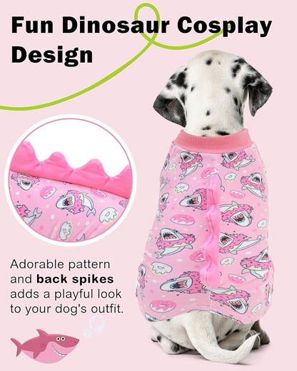 CuteBone Dinosaur Costume Dog Pajamas, Stretchy Spandex Crystal Velvet Sleepwear Coat for Small Dogs, Soft & Warm Pet Outfit Clothes for Cold Weather, Cozy Pullover Design COSP09M