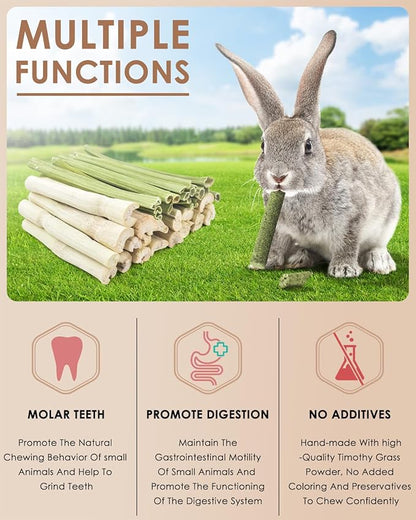 Bissap 40PCS Rabbit Chew Sticks, 20PCS Sweet Bamboo Chew Sticks & 20PCS Papaya Stems Bunny Chews for Rabbit Hamster Chinchilla Guinea Pig Small Animals Natural Molar Treats