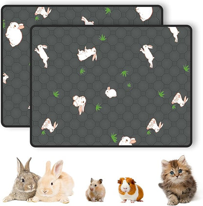 2-Pack Guinea Pig Cage Liner, 36in x 48in Fast Absorption Washable Bedding Pee Pads for Dogs Puppy Rabbit Small Animal Cage Mat, Leakproof & Non-Slip